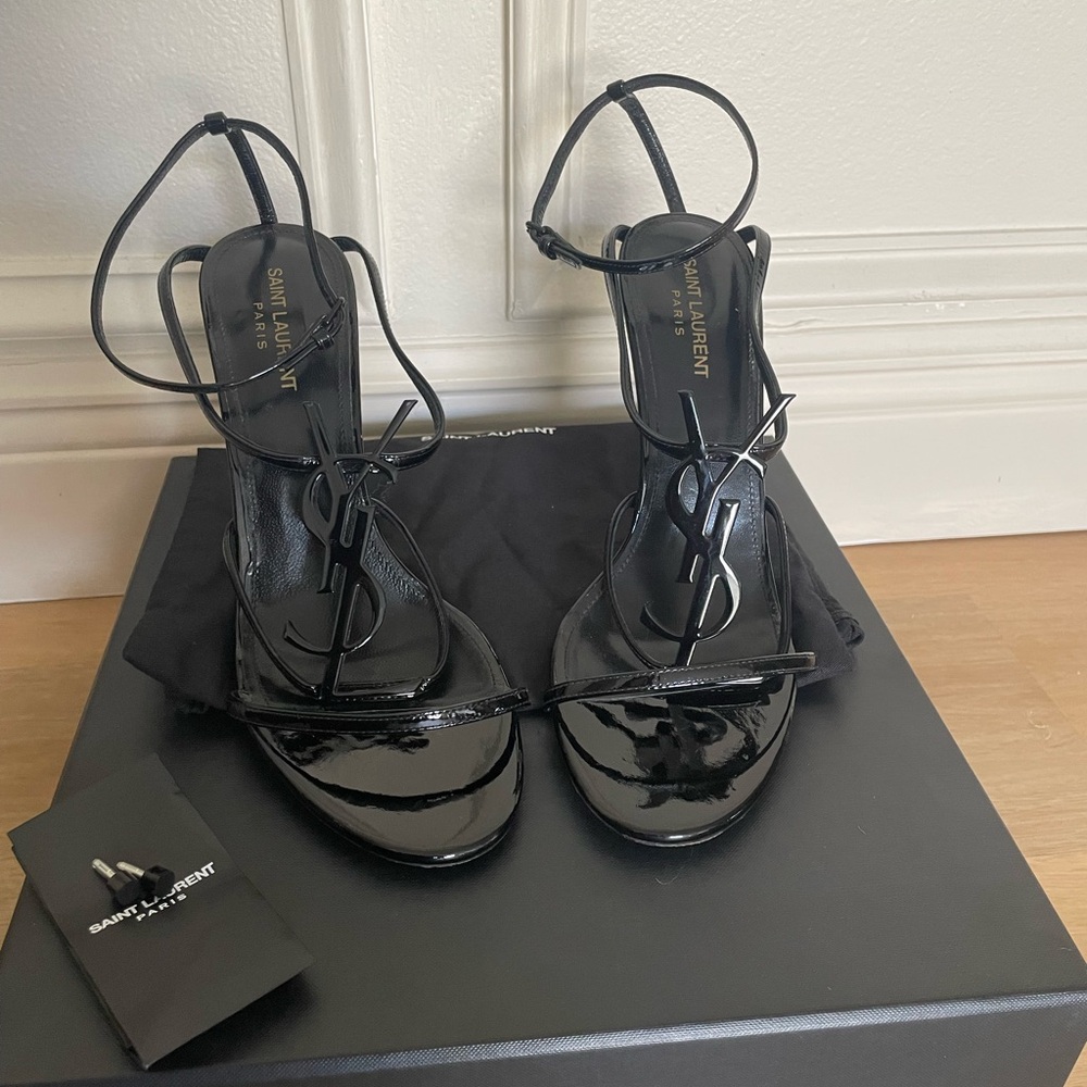 Saint Laurent Black Strappy Heels